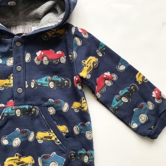 Boboli hooded vintage car print print jumpsuit EUC 9 months - Picture 3 of 7